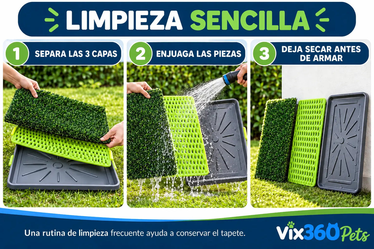 Guía de limpieza del tapete sanitario en tres pasos